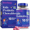 LOVEBUG Probiotics for Kids – Probiotische Chewables mit präbiotischer Faser für Alter 4+,Daily Children's Gut Health & Digestive Support Supplement, Sugar-Free Berry Flavor, 60 Count
