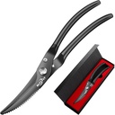 Küchenscheren Heavy Duty, Premium-Küche Schere Edelstahl, 8.8" Geflügelscheren Ultra Sharp für Knochen Huhn Fleisch, Lebensmittel Scheren Anti-Slip Griff, Schwarz Titan überzogen, Feder geladen