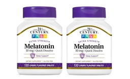 21st Century, Melatonin schnell lösen Tabletten 10 mg, Weiß, Kirsche, 120 Count (Pack von 2)
