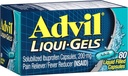 Advil Liqui-Gels Pain Reliever und Fever Reducer, Schmerzmedizin für Erwachsene mit Ibuprofen 200mg für Kopfschmerzen, Rückenschmerzen, Menstruationsschmerzen und Gelenkschmerzen Relief - 80 flüssige gefüllte Kapseln