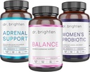 Dr. Brighten Period Support Kit - Balance, Adrenal Support und Frauen Probiotic - Ziele Hormonelle Akne, Periodenprobleme, & PMS - Vegan, Non-GMO