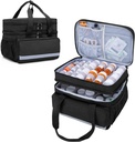 CURMIO Double Layers Pill Bottle Organizer Tasche Leere, Medizin Organizer Aufbewahrungstasche mit abschließbaren Zippers, Medication Travel Bag für Rezept Flaschen, medizinische Versorgung, Schwarz (Patent Design)