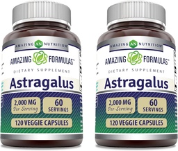 Erstaunliche Formeln Astragalus 2000 mg Pro Servierkapseln Ergänzung | Hergestellt aus reinem Astragalus Membranaceus Pflanzenwurzelextrakt | Non-GMO | Glutenfrei (120 Count | 2 Pack)