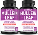 (2 Packs) Mullein Leaf Capsules 6850mg - Mullein Leaf, Cordyceps, Reishi - 4 Monate Versorgung