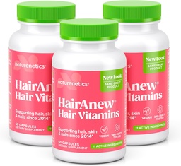 HairAnew Hair Growth Vitamins for Thicker Stronger Hair | Works for Women & Men Alle Haararten | 11 Haar Vitamine & Zutaten | 5000mcg Biotin | Vegan | Unabhängig getestet | 60 Kapseln (3)