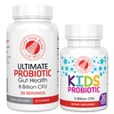 Silver Fern Brand Family Probiotics - Ultimate Adult Probiotic (1 Flasche = 60 Kapseln) Plus Ultimate Children's Probiotic for Kids (1 Flasche = 30 Chewables) - Gut Health & Microbiome Support