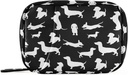 Ollabaky Schwarz Dachshund Hunde Pille Organizer 7 Tage Pille Fall Reisen Pille Organizer Tasche Pille Box Tragbare Wöchentliche Hülle mit Reißverschluss Compact Größe für Vitamin Supplement Halter