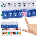 Shintop Wöchentliche Pille Organizer 2 Mal am Tag, einfache Füllen Am Pm Pille Box 7 Tage Push Button Medizin Halter Täglich für Vitamine Nahrungsergänzungsmittel (Blau & Weiß)
