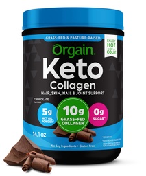 Orgain Keto Collagen Proteinpulver, Schokolade - 10g Gras gefüttert hydrolysierte Kollagenpeptide für Frauen & Männer, Typ I & III, 5g MCT Öl - Haar, Haut, Nagel, & Joint Support, Nicht-GVO, Glutenfrei - 0,88lb
