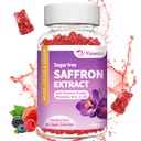 Saffron Gummies, 10 in 1 Saffron ergänzt Gummi mit Magnesium, Ashwagandha & Rhodiola Rosea, Sugar Free Vegan Mixed Berry Flavor - 60Cts