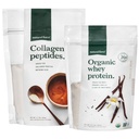 Natural Force Clean, Gras Fed Collagen Peptide + Vanilla Organic Whey Protein Bundle – Organic, Non GMO Whey Protein & Hydrolyzed Typ I und III Collagen – 14.3 Ounce Bag und 11.7 Ounce Bag
