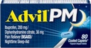 Advil PM Schmerzlinderung und Nacht Schlafhilfe, Schmerzmedizin mit Ibuprofen für Schmerzlinderung und Diphenhydramin Citrat für eine Schlafhilfe - 80 Count (Pack mit 2)