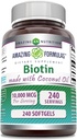 Erstaunliche Formeln Biotin mit extra Virgin Organic Coconut Oil Supplement | 10000 Mcg | Softgels | Non-GMO | Gluten-Free | Made in USA (1 Pack, 240 Count)