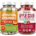 Ultimate Immune Boost Bundle - Liposomale Vitamin C & Apple Cider Essiggummis, Detox und Cleanse, Weight Loss Support ACV mit Mutter, Stomach Friendly, High Absorb Potency Ascorbyl Palmitate