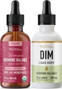 Flüssige DIM Ergänzung & Kräuter Hormon Balance Tincture | Hormon Balancing Bundle mit 100mg DIM (25 Portionen) und PMS Menopause & Menstruationsunterstützung Flüssigkeit mit schwarzem Cohosh (60 Portionen)
