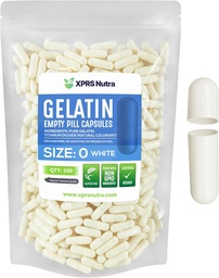 XPRS Nutra Größe 0 Leere Kapseln - 500 Graf Leere Gelatine Kapseln - Pillen DIY Kapsel Füllung - Pure Bovine Pill Gel Kapseln für Do-It-Yourself Ergänzungen (Weiß)