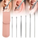 Ear Cleaner, 2024 Neue Satinless Steel 360° Spiral Earwax Cleaner Tool Set mit PU Leder Case, Ear Cleaning Kit, Household Creative Portable Ear Cleaning Kit für Männer und Frauen (E Type*1)