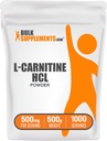 BulkSupplements.com L-Carnitin HCl Pulver - Carnitinergänzung, Carnitinpulver, L-Carnitin 500mg - Unflavored & Glutenfrei, 500mg pro Servierung, 500g (1,1 lbs) (Pack von 1)