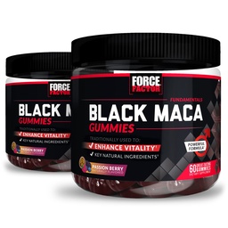 Kraftfaktor Black Maca Gummies, 2-Pack, Black Maca Root, um männliche Vitalität zu verbessern, Energie und Kraft zu erhöhen, mit BioPerine für hohe Absorption, Delicious Passion Berry Flavor, 120 Gummies