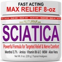 Sciatica Nerve Cream - Maximale Stärke Komfortcreme für Füße, Hände, Beine, Zehen, Rücken - Natürliche Ultrastärke Arnica, MSM, Menthol, Wohlfühlkomfort, Große 8 Oz