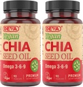 DEVA Vegan Vitamine Chia Seed Öl, verpackt mit Omega 3, 6, 9 & andere essentielle Fettsäuren, kalt-gepresst & unraffiert, 90 Kapseln, (Pack von 2)