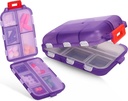 Travel Pill Box – Travel Pill Organizer – Kompakte tragbare Pille Case mit 10 Komponenten – Pille Case für Geldbeutel, Tasche – dauerhafte tägliche Pille Organizer für Vitamine, Ergänzungen (Purple)
