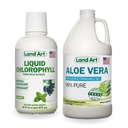 Land Art Pure Aloe Vera Trinkwasser Gel Unflavored 64 fl oz + flüssige Chlorophyll Mint Flavored 16 fl oz