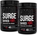 Jacked Factory Nitrosurge Shred Max Preworkout - High-Performance Thermogenic Pre Workout Pulver mit L Citrulline, Acetyl L Carnitin, Organische Koffein - 80 Servierungen, Kirschen Bombe & Wassermelone Peach