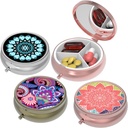 Small Pill Box,Pill Case for Purse&Pocket,3 Compartments Travel Pill Case Medication Organizer Aufbewahrung für Vitamine, Pillen, Fischöl und Ohrringe, Studs,Round Silber Bronze Rose Gold