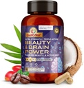 Beauty & Brain Power, Extrastärke + Triple Action Brain Supplement, Haut Vitamine für Flawless Beauty, Beauty & Brain Health Supplements für Erwachsene, 60 vegetarische Kapseln