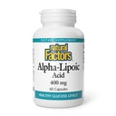 Natürliche Faktoren Alpha-Liposäure 400 mg, Ganzkörper-Antioxidantien-Unterstützung, 60 Kapseln