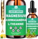 2 Pack Cortisol Supplement w. Magnesium L Theanine Ksm-66 Ashwagandha Vitamin K2 B6 D 3 Supplement, Flüssiges Magnesium für Cortisol Reduce Detox Manager, Beruhigung & Balanced Hormon