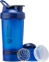 BlenderBottle Shaker Bottle mit Pill Organizer und Speicher für Proteinpulver, Classic V2 ProStak System, 22-Ounce, Blau