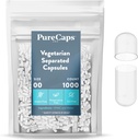PureCaps USA - Leere vegetarische und vegane Pillen Kapseln Größe 00| 1.000 Getrennte PillenClClear | Non-GMO Zertifiziert | SLS, Gluten, Konservierungsmittelfrei