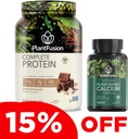 PlantFusion Complete Vegan Protein Powder & Calcium Bundle - Pflanzenbasiertes Proteinpulver mit BCAAs, Verdauungsenzymen und Pea Protein