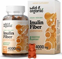 Wild & Organic Inulin Fiber Gummies 4000mg - Verdauungsunterstützung w/Chicory Root - Soluble Fiber Supplement w/Inulin Powder - Präbiotics for Gut Support - 60 Prebiotic Gummis