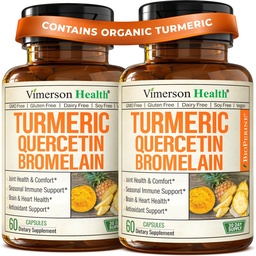 Quercetin mit Bromelain Turmeric Curcumin Supplement – Allergy Relief, Joint & Immune Support – Organic Turmeric Supplement mit Black Pepper (Bioperine) – Quercetin 500mg Kapseln 2 Pack