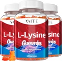 L-Lysine 1000mg Gummie - Unterstützt Haut, Lip, Vegan, Glutenfrei, 60 Kaubare Lysin für Erwachsene, Vitamine Gewebe Gesundheit & Immunsystem, Aminosäure Vitamin-Ergänzung & Komplex-Ergänzungen (3 Pack)