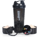 VECH Shaker Bottles für Protein Mixes Workout Shaker Leak Proof Water Bottle Non Slip 3 Layer Twist Off 3 OZ mit Pill Tray für Storage Protein Powder Shake Bottle 16 OZ Shake Cup (Schwarz)