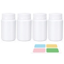 White Pill Bottle, Leere Medizin Flaschen mit Schraubkappen für Pillen Kapseln Vitamine, Lebensmittel Grade Kunststoff Medizin Behälter mit Etiketten für Reisen (3.4oz/100ml, 4 Stück)