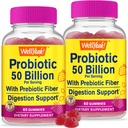 WellJa (2 Pack 50 Billion Probiotics + Präbiotika für Männer und Frauen Gummi - Verdauungsunterstützung, Gutgesundheit, Immununterstützung Gamma - Probiotics for Digestive Health with 12 Strains - 60 Gummies