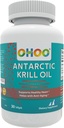 OHOO Antarktis Krill Öl 500mg Omega-3 EPA & DHA-Ergänzung, Phopholipide, Antioxidans Astaxanthin, Unterstützt gesundes Herz und Anti-Aging-Ergänzung mit No Fishy Nachgeschmack, 30 Softgels