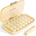 Pill Organizer, Wöchentliche Feuchtigkeit-Proof Pill Dispensers, 3 Mal am Tag, 7 Tage Pille Box, große Komponenten Reise Pille Container, Medizin Fall für Fischöl Vitamine Pillen (Large Cream White)