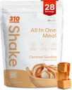 310 Ernährung All-In-One Meal Ersatz Shake Powder - Pflanzenbasierte Protein Smoothie Blend w/High Fiber, Probiotics & Adaptogens - Low Carb, Vegan, Keto & Paleo Friendly - Caramel Sundae - 28 Srv