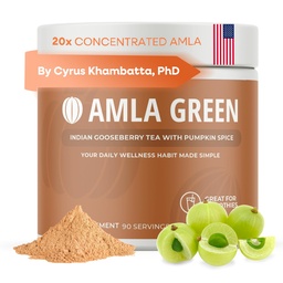 Amla Pulver-Superfood-Ergänzung mit Kürbis Gewürz, 20x Ultra Konzentrat Amla, Hergestellt mit Zimt, Ingwer, Nutmeg, Tücher, Allspice, Cardamom, Indische Goseberries, Kürbis Gewürz, 90 Servierungen