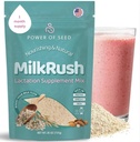 Milkrush Lactation Support für Stillen - Oats Seeds & Mandel Lactation Drink Mix - Milch Booster für Stillen Superfood Mix mit Omega 3, Eisen & Calcium - Kosher Zertifiziert - 26oz Tasche