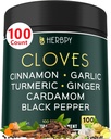 7in1 Clove Supplement Reich an Vitaminen & Minerals unterstützt Verdauung, Immun- & Herz-Gesundheit mit Cinnamon, Turmeric, Ginger, Cardamom, Knoblauch & Schwarz Pfeffer - 100 Vegan Kapseln