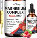 Magnesium Glycinat Flüssigkeit 400mg, hohe Absorption Magnesium Complex supplemen mit Vitamin B6, D, C Schlaf zu unterstützen, Muskel, Nerve Gesundheit, Non-GMO Gluten Free Vegan (2 Fl Oz/Strawberry)