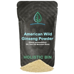 Holistic Bin Wild American Ginseng Powder Pure Organic Ginseng Supplement Made with Wild Harvested 20+ Year Old Roots from Appalachia (Panax Quinquefolius) | Keine Füllstoffe oder Additive (25 Gramm)