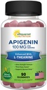 Apigenin 100mg mit L-Theanin 100mg Gummi - Apigenin Ergänzung für Schlaf - Natürliche Extrakt Gummy Alternative zu Kapseln, Pillen, Pulver & Tee - 2 Pro Servieren